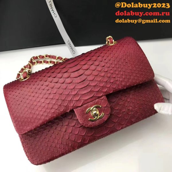 Luxury CC flap snake skin Perfect classical handbag 25.5cm