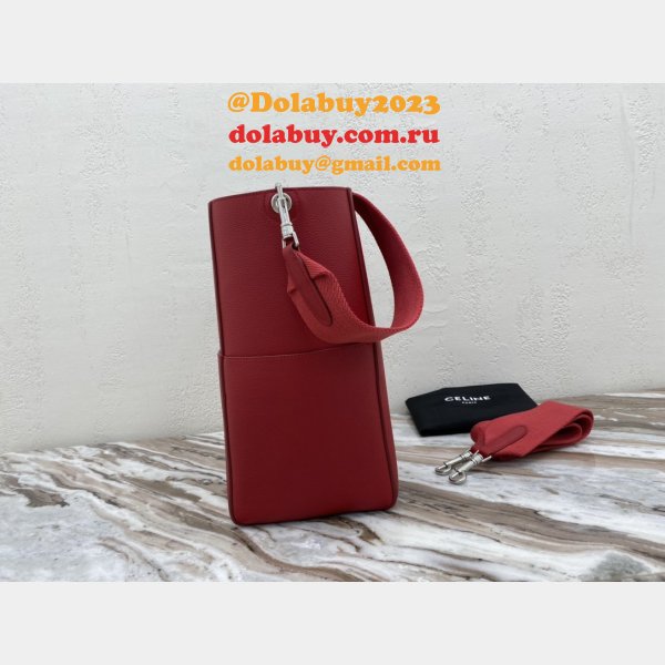 Discount Celine Sangle Seau Bucket Bag Red Calfskin High Quality bag