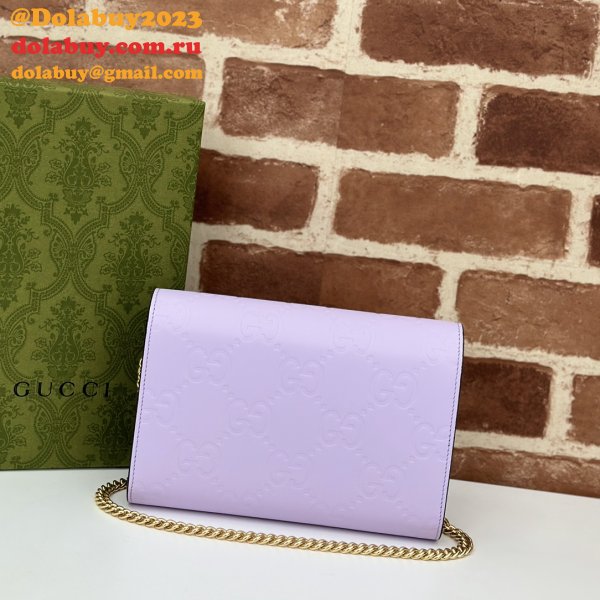 Gucci Copy GG Leather Chain Wallet Fake 781555 Bag