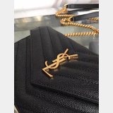 YSL Best Monogram Chain 19CM Black Grain De Poudre Embossed