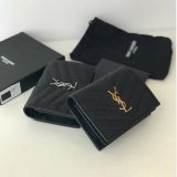 Fashion YSL Saint Laurent Short MONOGRAM 459738 Black Wallet