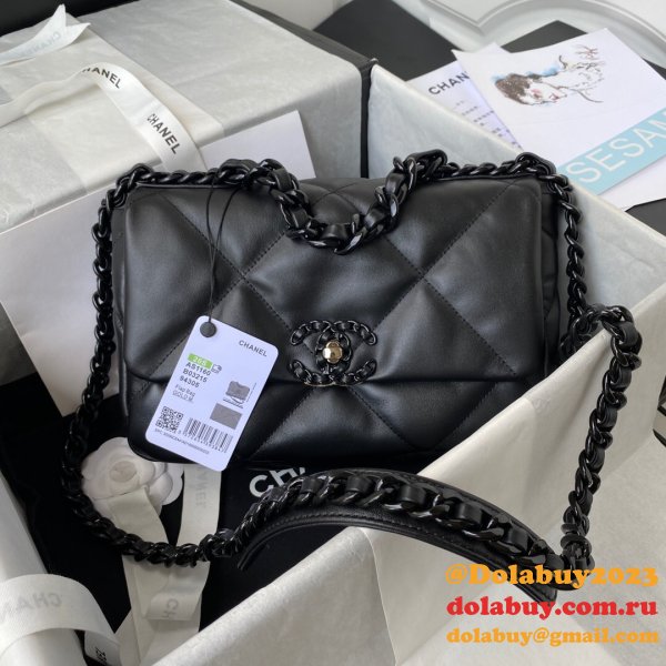 Best Fake Lambskin Gold-Tone AS1160 White/Black 19 Handbags Online Sale