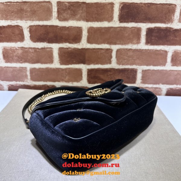 Black Velvet 443497 Gucci GG Marmont Matelassé Shilder 1:1 Mirror Bag