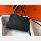 Hermes Mini Kelly Black Perfect Handbag Epsom leather