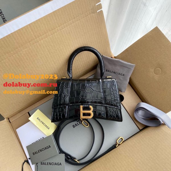 Duplicate Balenciaga Online Store Crocodile Pattern Hourglass 19/23cm Bag