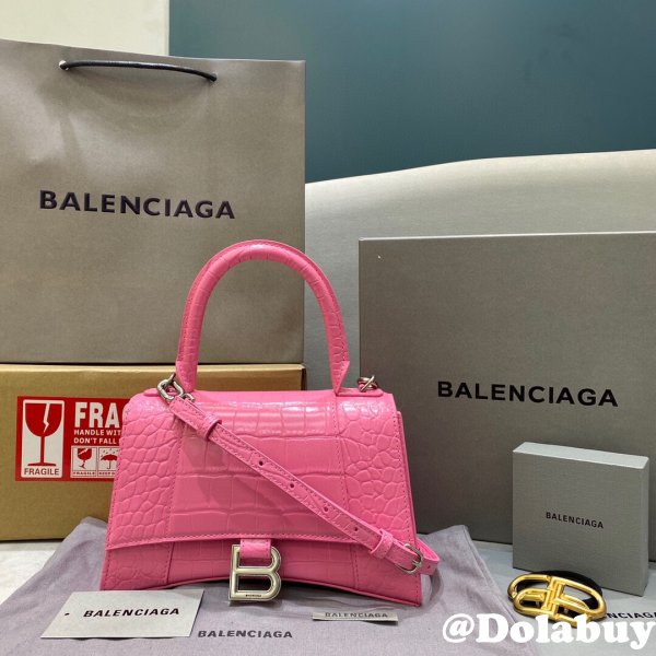 Balenciaga Cheap Women's Hourglass S top handle bag Pink