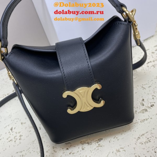 Duplicate Celine 10K943 Bucket Triomphe Smooth Designer Bag