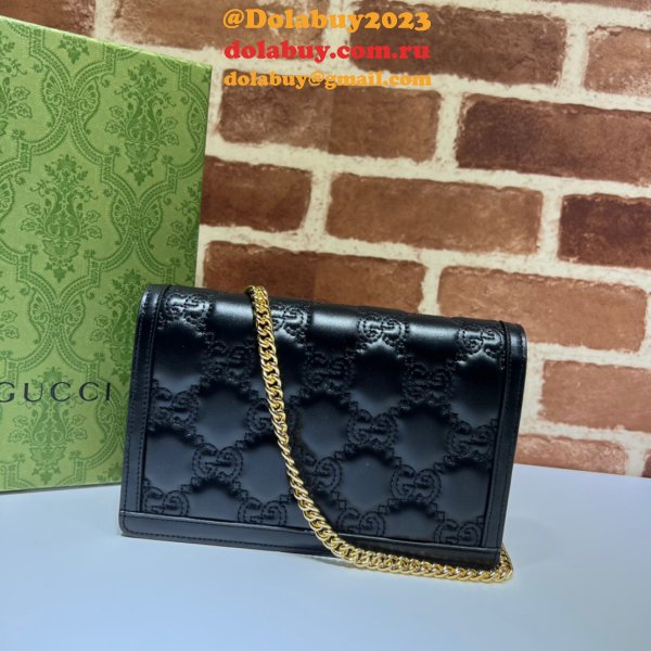 Gucci Our Best Designer 723787 GG Matelassé Chain Wallet