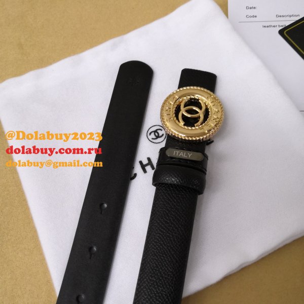 High Quality Top Quality CC Double C Belt Black Width 2.5cm 1152