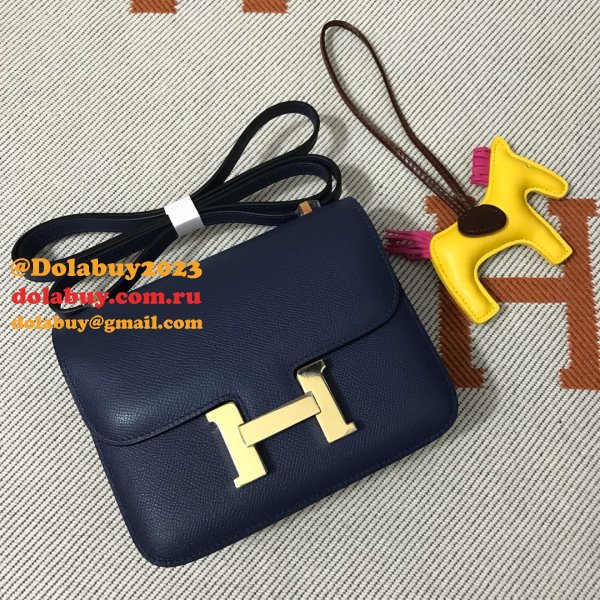 Hermes Constance Bag 18cm Epsom Leather dark blue Wholesale