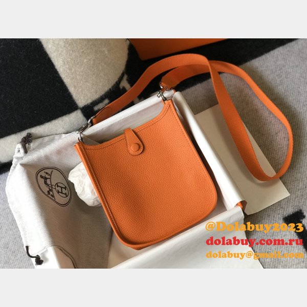 Hermes Bags 1:1 Mirror Mini Evelyne Orange