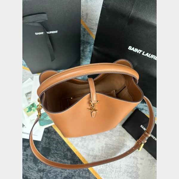 Le 37 In Shiny Leather Hobo Buckets 742828 Fake Saint Laurent Bag