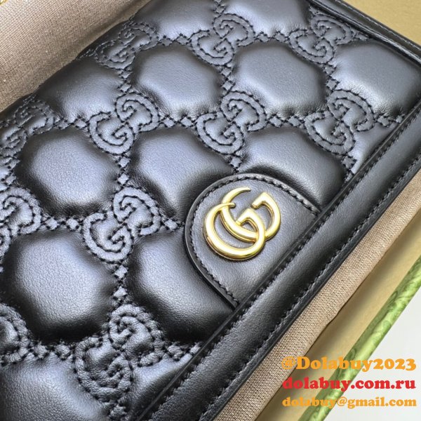 Gucci Our Best Designer 723787 GG Matelassé Chain Wallet