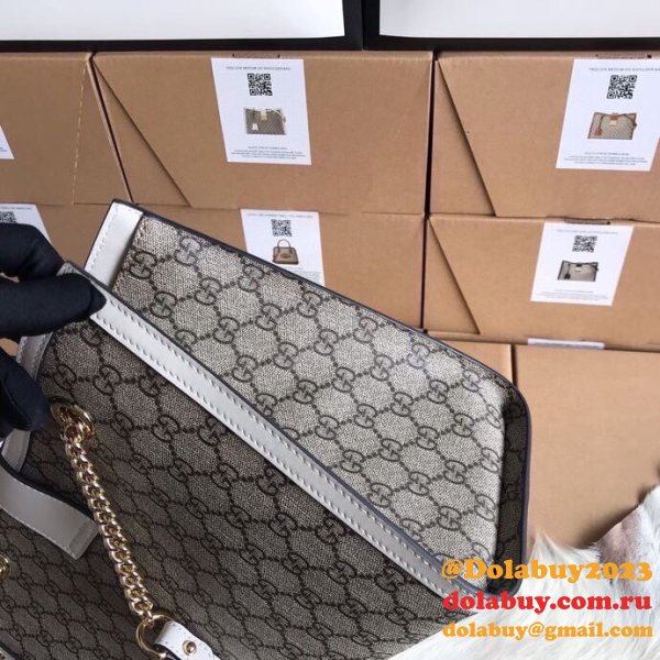 Wholesale Gucci 479197 7 Star GG Supreme Canvas Padlock White Shoulder Bag