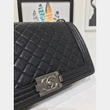 Fake CC Le Boy Cheap Mall Black Bags Caviar 28cm