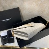 YSL Duplicate Saint Laurent Envelope Wallet on Chain WOC 620280 White Bag