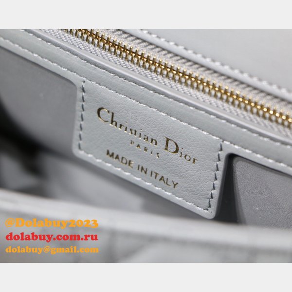 UK Dior Caro Bag Black Soft Cannage Calfskin Gray