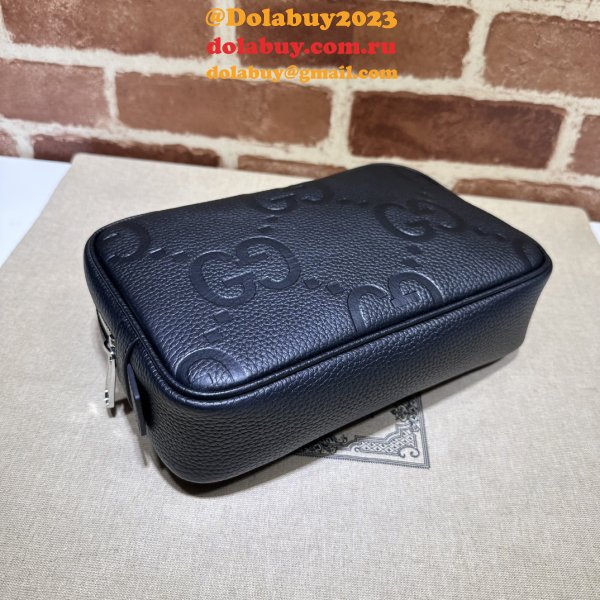 Gucci 766957 Knockoff Accessories Jumbo GG Toiletry Case Black Bag