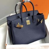 Hermes Birkin 35cm Togo leather Handbags Dark Blue Perfect