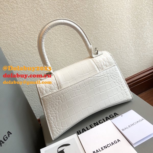 Knockoff Balenciaga White Hourglass Leather Top Handle Bag