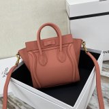 Duplicate Celine Pink Nano Luggage bag in drummed calfskin