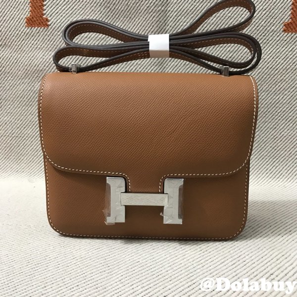 Hermes Constance Bag 18cm Epsom Leather Camel 1:1 Mirror