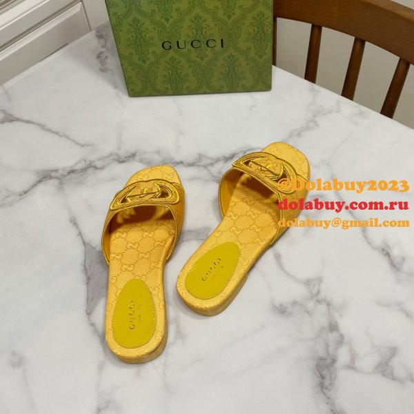 1:1 Mirror GUCCI INTERLOCKING G CUT-OUT SANDAL FLAT