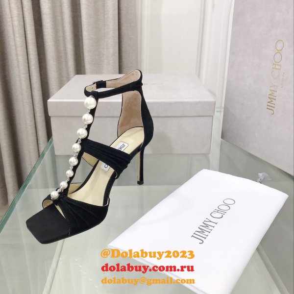 Suede Sandals Aura 95 Luxury Jimmy Choo Heel: 8.5 cm Shoes