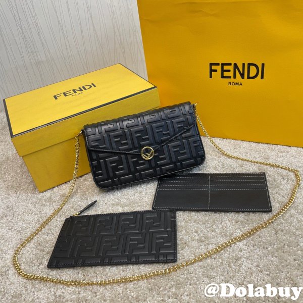 Fendi Fake Fashion 212200 Maca embossing Black Bags