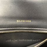 Fashion Balenciaga Hourglass Croc-Embossed Leather Top Handle Bag Plain black