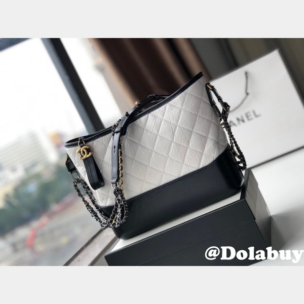 Knockoff CC Gabrielle hobo bag 28cm Black White