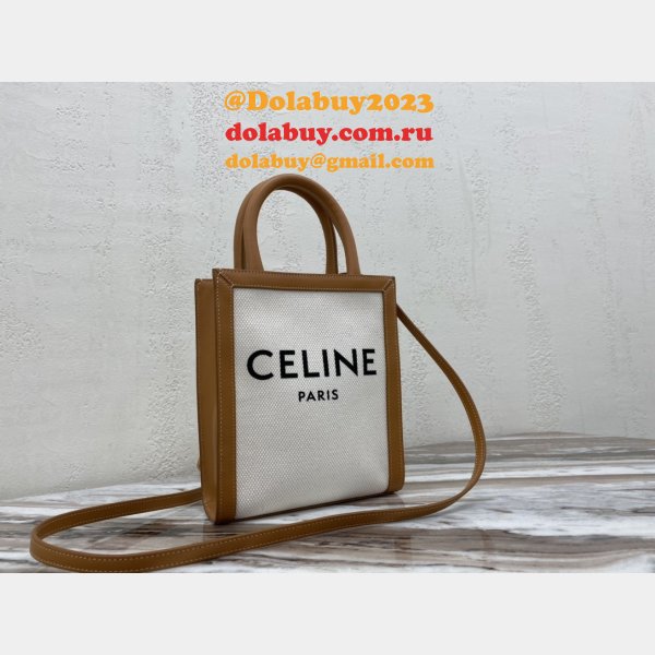 Celine Designer Small Cabas Vertical Bag In Triomphe Canvas