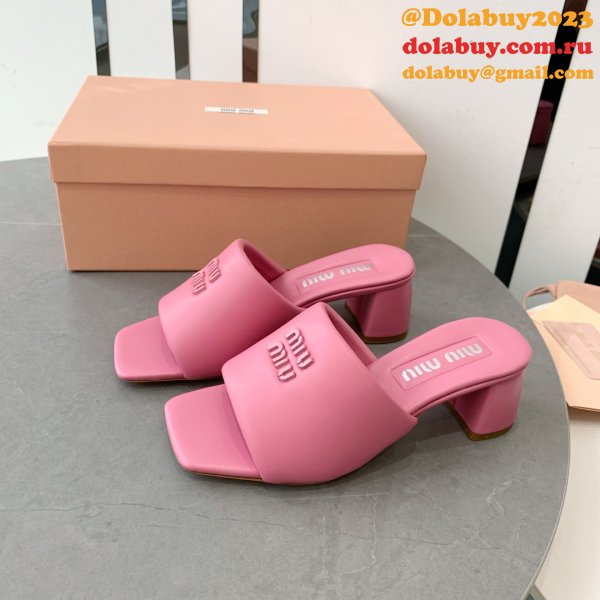 Miu Miu Fashion Bread Slippers Heel Sandals Shoes