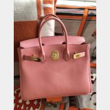 Hermes Birkin Epsom leather Handbags Pink Golden 1:1 Mirror