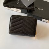 Inspired Saint Laurent monogram compact zip around black wallet