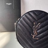 Inspired YSL Vinyle round camera bag 610436 chevron-quilted