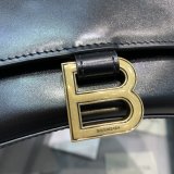 Fashion Balenciaga Hourglass Croc-Embossed Leather Top Handle Bag Plain black