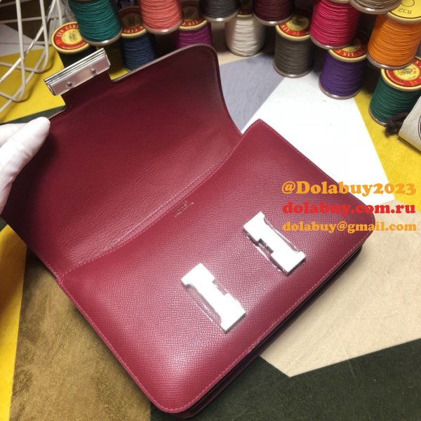 Hermes Constance Bag 23cm Epsom Leather Burgundy 7 Star