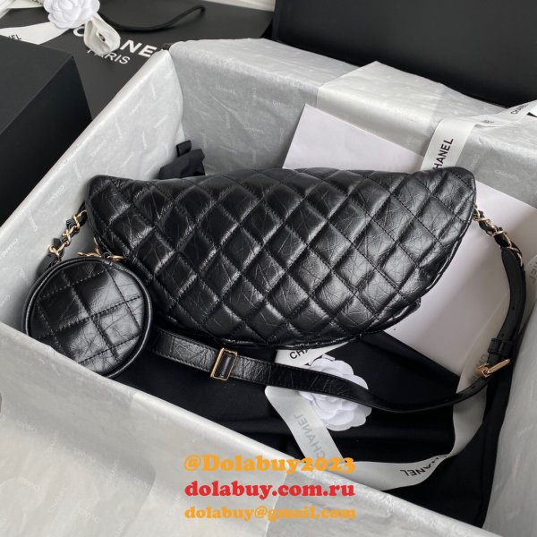 Buy Online CC Duplicate Calfskin Waist AS1077 Black Bag