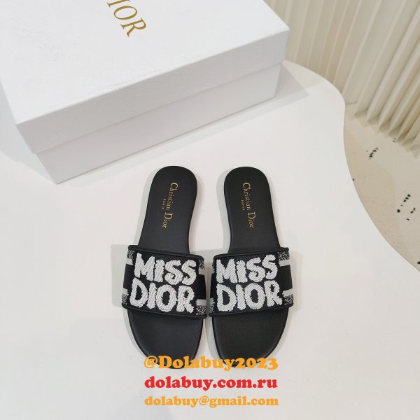 Replica MISS DIOR Flat Slipper DWAY SLIDE