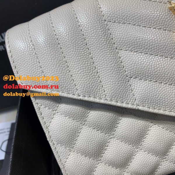 YSL Duplicate Saint Laurent Envelope Wallet on Chain WOC 620280 White Bag