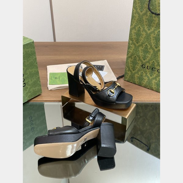 1:1 Mirror gucci Lady horsebit-detailed leather sandals