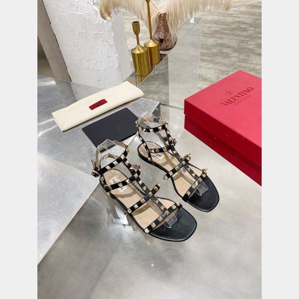 Copy VALENTINO ROCKSTUD FLAT CALFSKIN SANDAL WITH STRAPS