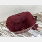 Women's Sangle bucket Designer Celine bag Wine red grained calfskin