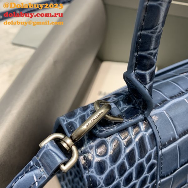 Balenciaga Hourglass New Copy Bag Crocodile Royal Blue