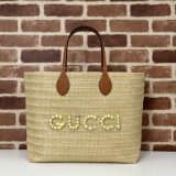 Gucci Copy Straw-effect Tote 779666 Beige Fabric Bag