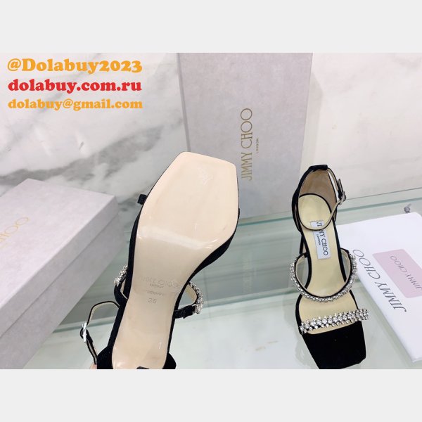 Suede Sandals Knockoff Jimmy Choo 7 Star Heel 10CM Shoes