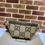 Gucci Copy 696031 Jumbo GG belt bag in camel and ebony GG canvas