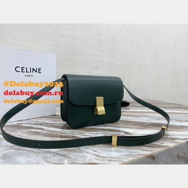 Celine Wholesale Teen Classic Box ArmyGreen shoulder bag