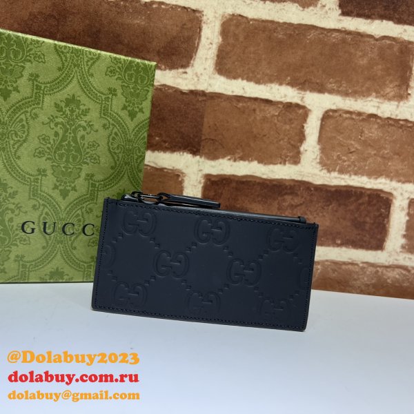 GG Replcia Gucci 771314/771315/780403 Rubber-effect Zip Card Case Wallet UK